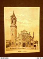 Incisione Del 1891 Monza, Il Duomo - Lombardia - Antes 1900