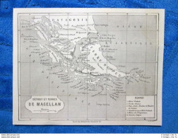 Gravure Année 1861 - Carte De Les Terres De Magellan - Mappa Terre Di Magellano - Vor 1900