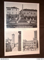 Asti E Le Sue Memorie Nel 1898 Monumento Al Risorgimento Orologio March.Medici - Antes 1900