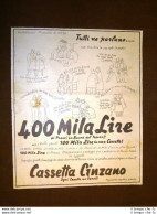 Pubblicità Del 1940 Spumante Cinzano 400.000 £ire Di Premi In Una Cassetta - Other & Unclassified