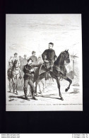 Guerra Turca-Slava - Generale Zach, Capo Dell'esercito Serbo Incisione Del 1876 - Avant 1900