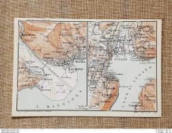 Carta Geografica O Cartina Del 1914 Locarno Lugano Muralto Vezia Svizzera T.C.I. - Geographische Kaarten