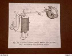 Incisione Del 1875 Invenzione Gli Albori Dell'elettricità Elettrocalamita Hughes - Avant 1900