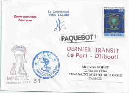 YT 2855 Fonte De Guimard - Posté à Bord Du MD - Paquebot - Dernier Transit Le Port Djibouti - Brieven En Documenten