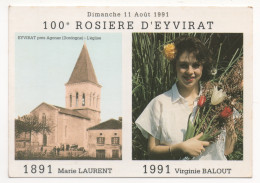 EYVIRAT   24  DORDOGNE PERIGORD  L'ÉGLISE - 100° ROSIERE D'EYVIRAT -DIMANCHE 11 AOÛT 1991 - Otros & Sin Clasificación