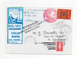 !!! GREVE DE CORSE DE 1995, COURRIER SPECIAL BASTIA - TOULON AVEC TIMBRE ET VIGNETTE DE GREVE BLEUE - Documents