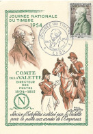 Carte Maximum Journée Du Timbre 1954  , N°969 Yt, Comte De La Valette 20/3/1954 Laon - 1950-1959