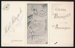 MENU = CERCLE HEBE BRUXELLES = GRAND BANQUET DE 15e ANNIVERSAIRE 1885-1900 = A TOUS UNION ET PLAISIR - HOTEL METROPOLE - Menükarten