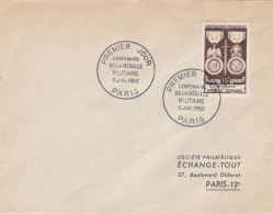 France FDC Y&T N°927 Centenaire De La Médaille Militaire De 1952 PARIS - 1950-1959