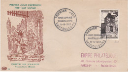 France FDC Y&T N°921 Porte De France Vaucouleurs De 1952 VAUCOULEURES - 1950-1959