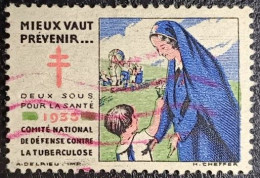 France Antituberculeux 1935 "Mieux Vaut Prévenir" Cachet Rouge... - Tegen Tuberculose