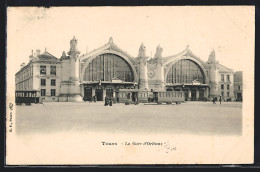 CPA Tours, La Gare D`Orleans, La Gare Avec Tramway  - Tours