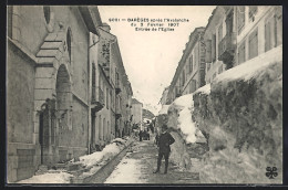 CPA Barèges, Après L`Avalanche Du 2 Février 1907, Entrée De L`Eglise, Lawine  - Autres & Non Classés