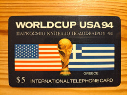 Prepaid Phonecard USA, Global Telecom Network - Football World Cup, Greece - Sonstige & Ohne Zuordnung