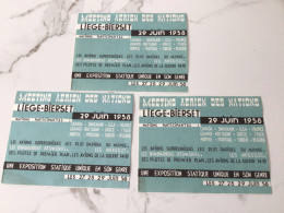 Anciens Tickets D’entrée (1958) Meeting Aérien Des Nations Liège-Bierset - Billets Combinés Chemin De Fer - Toegangskaarten