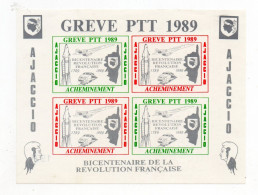 !!! GREVE DE CORSE BLOC DE 4 VIGNETTES GREVE PTT DE 1989 AJACCIO NEUF SANS GOMME - Zegels