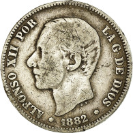 Monnaie, Espagne, Alfonso XII, 2 Pesetas, 1882, Madrid, TB, Argent, KM:678.2 - Premières Frappes