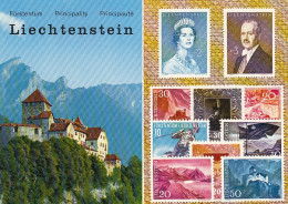 Liechtenstein Schloß Vaduz Mit Falknis Und Briefmarken Ngl #E1978 - Liechtenstein