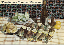 Cpsm Neuve Gastronomie Française, Recette , Les Truites Meunière - Recepten (kook)