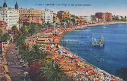 CANNES, LA PLAGE ET LES GRANDS HOTELS COULEUR  REF 16069 - Cannes