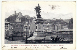 GENOVA - MONUMENTO DUCA DI GALLIERA E COLLINA S. ROCCO - 1902 - Vedi Retro - Formato Piccolo - Genova