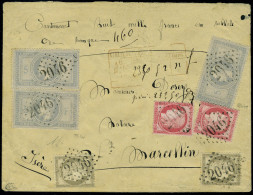 Lettre N° 33, Lettre Chargée VD De Lille 10 Mars 1875, Pour St Marcelin, Affrt à 17F20 (3 X 5F + Complément), SUPERBE Et - Other & Unclassified