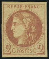 Neuf Avec Charnière N° 40Ad, 2c Brun Rouge Impression Fine De Tours TB, Signé Brun+ Certificat - Autres & Non Classés