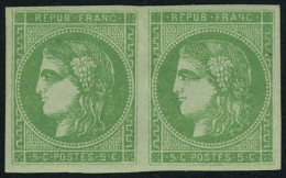 Neuf Avec Charnière N° 42Bg, 5c Vert, Paire Horizontale - TB, Signé Brun - Autres & Non Classés