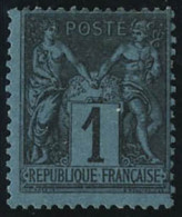 Neuf Avec Charnière N° 84, 1c Noir Sur Bleu De Prusse, Très Belle Couleur Foncée, T.B. Signé Roumet. - Other & Unclassified