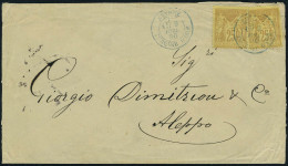 Lettre L. Avec TP De France N° 92 X 2, Càd Smyrne 9 Juil 80, Pour Alep, Au Verso : 4 TP De Turquie émission De 1876/82 O - Autres & Non Classés