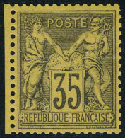 Neuf Avec Charnière N° 93, 35c Violet Noir S/jaune, Excellent Centrage, Signé Calves - Sonstige & Ohne Zuordnung