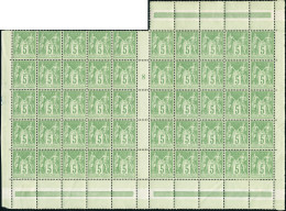 Neuf Sans Charnière N°106. 5c Vert-jaune. Feuille De 50ex, Millésime 8. Pli De Gomme S/3ex. Bon Centrage D'ensemble. T.B - Other & Unclassified