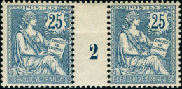 Neuf Sans Charnière N° 127. 25c Bleu, Paire Horizontale Avec Millésime 2, Charnière Sur L'intervalle. T.B. - Other & Unclassified