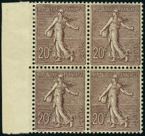 Neuf Sans Charnière N° 131a, 20c Lilas-brun Foncé, Bloc De 4 Bdf, Excellent Centrage, Superbe - Andere & Zonder Classificatie