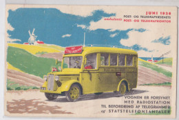 Danemark Denmark Danmark Juni 1936 Post Og Telegrafkontor Publicité Pub Camion Postal Postal Truck Advertising Postcard - Danemark