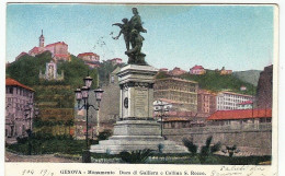 GENOVA - MONUMENTO DUCA DI GALLIERA E COLLINA S. ROCCO - 1904 - Vedi Retro - Formato Piccolo - Genova