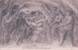R. Weiss Illustrateur, Der Durchbruch Vom Lötschbergtunnel, Litho Grise (6.2.1914) - Kunstbauten