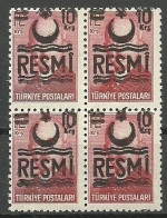 Turkey; 1957 Official Stamp 10 K. ERROR "Sloppy Overprint" - Francobolli Di Servizio
