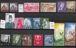 EGYPTE -ET AERIEN -40 TRES BEAUX  TIMBRES DONT 5 NEUFS * * ET 35 OBLITERES-PAS EMINCE-  E 1953/59- 3 SCANS - Usados