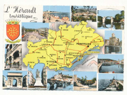 CPSM Dentelée 10.5 X 15 L'HERAULT Touristique Carte Géographique Et 12 Photos De Ville - Sonstige & Ohne Zuordnung