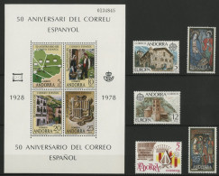 ANDORRE ESPAGNOL 1978 ANNEE COMPLETE N° 104 à 112 (dont Bloc 1) NEUFS ** (MNH). TB - Unused Stamps