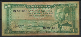 Ethiopia 1966 Banknote 1 Ethiopian Dollar P-25 Circulated - Etiopia