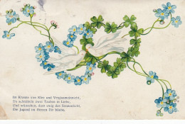 Blumen-Gruß Kleeherz Mit Vergißmeinnicht, Prägedruck Gl1909 #E7527 - Sonstige & Ohne Zuordnung