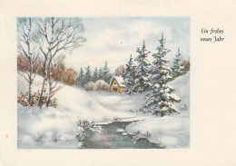Neujahr-Wünsche Mit Häuschen Am Waldrand Ngl1953 #E6672 - Nieuwjaar
