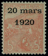 Neuf Avec Charnière N° 43, 5F+5F Surchargé 20 Mars 1920, Bon Centrage, TB, Signé Brun + Cert. Diena - Other & Unclassified