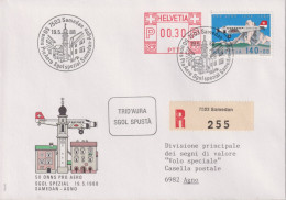 1988 R-Brief, Sonderflug Samedan-Agno , FraMA +Zum: F49, Mi: 1369, ⵙ 7503 Samadan - Affranchissements Mécaniques