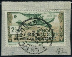 Fragment N° 15a, 2f50 Afrique Française Libre , Surcharge Renversée, Obl Sur Petit Frgt  T.B. Signé JF Brun - Sonstige & Ohne Zuordnung