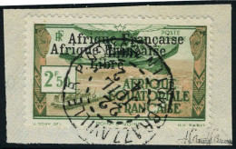 Fragment N° 15b, 2f50Afrique Française Libre  Double Surcharge, Obl Sur Petit Frgt  T.B. Signé JF Brun - Andere & Zonder Classificatie