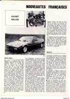 Feuillets De Magazine Matra Simca  Bagheera 1973 Essai - Coches