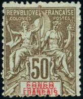 Neuf Avec Charnière N° 45a. 50c Bistre S/azuré Double Légende Congo Français. T.B. - Other & Unclassified